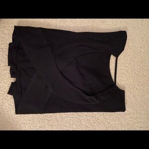 Black free people open/crisscross back long sleeve flow shirt